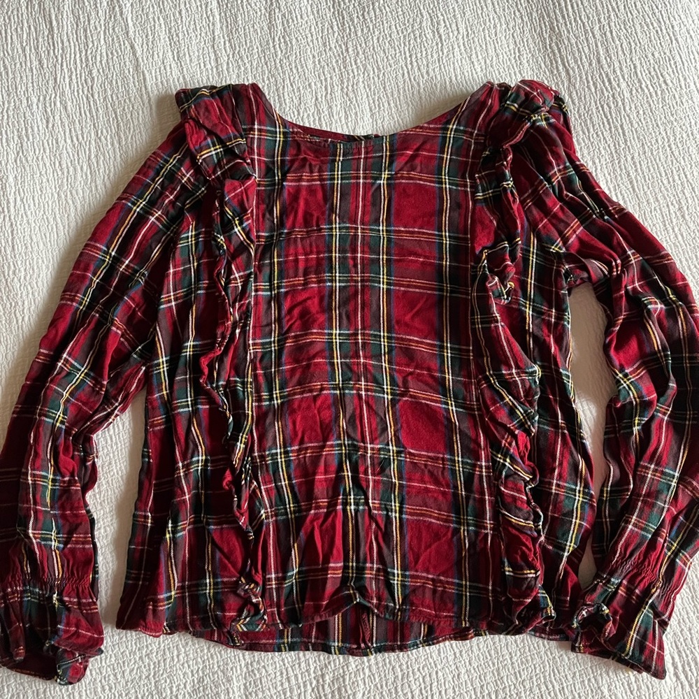Sanctuary red plaid blouse